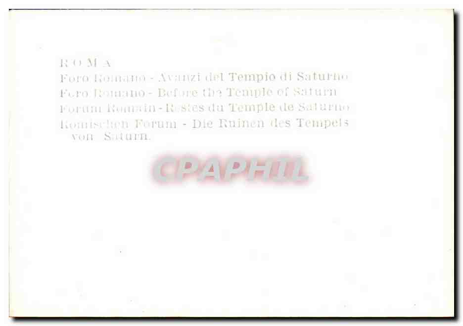 CPSM Roma Foro Tempio di Satupho Befare the Temple of Saturn — Verso