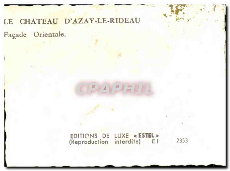CPSM Le Chateau d azay le rideau facade orientale — Rückseite