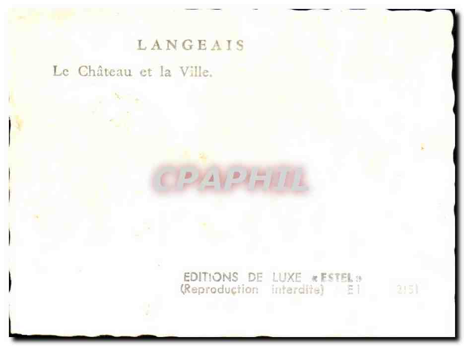 Langeais — El Castillo y la Ciudad — Ediciones de Lujo Estel, serie E1 2151 — Reverso