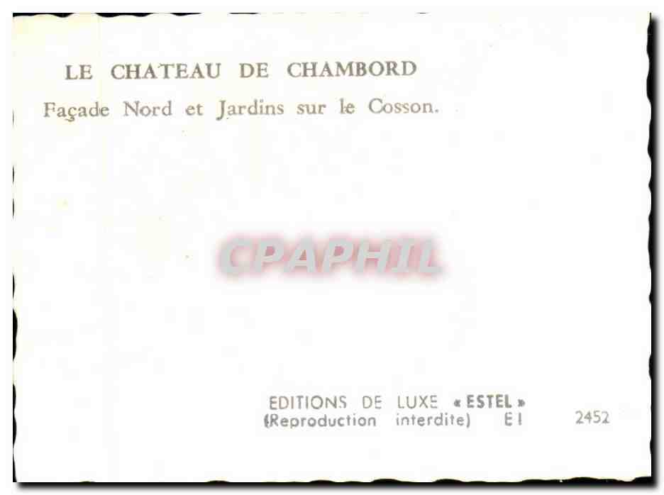 CPSM Le chateau de chambord facade nord et jardins sur le cosson — Back