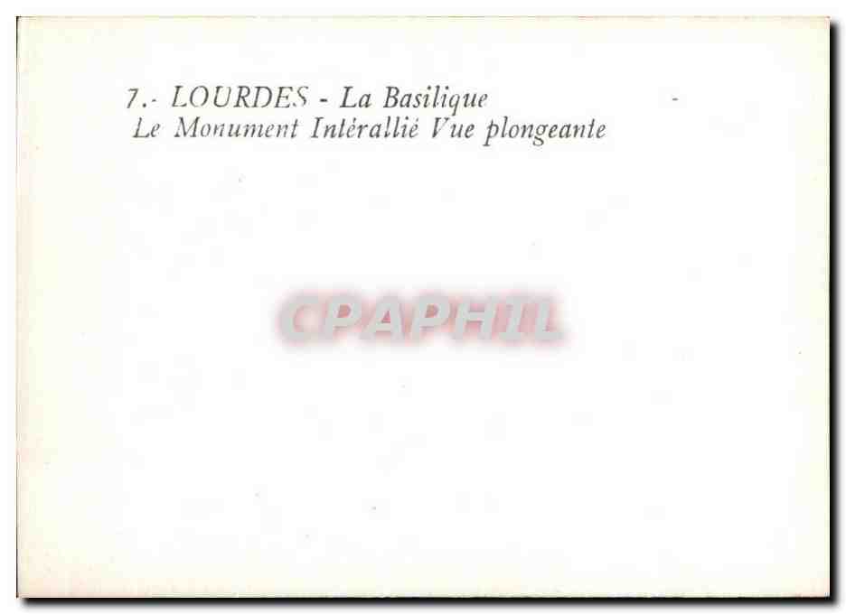 CPSM Lourdes la basilique le monument interallie vue plongeante — Verso