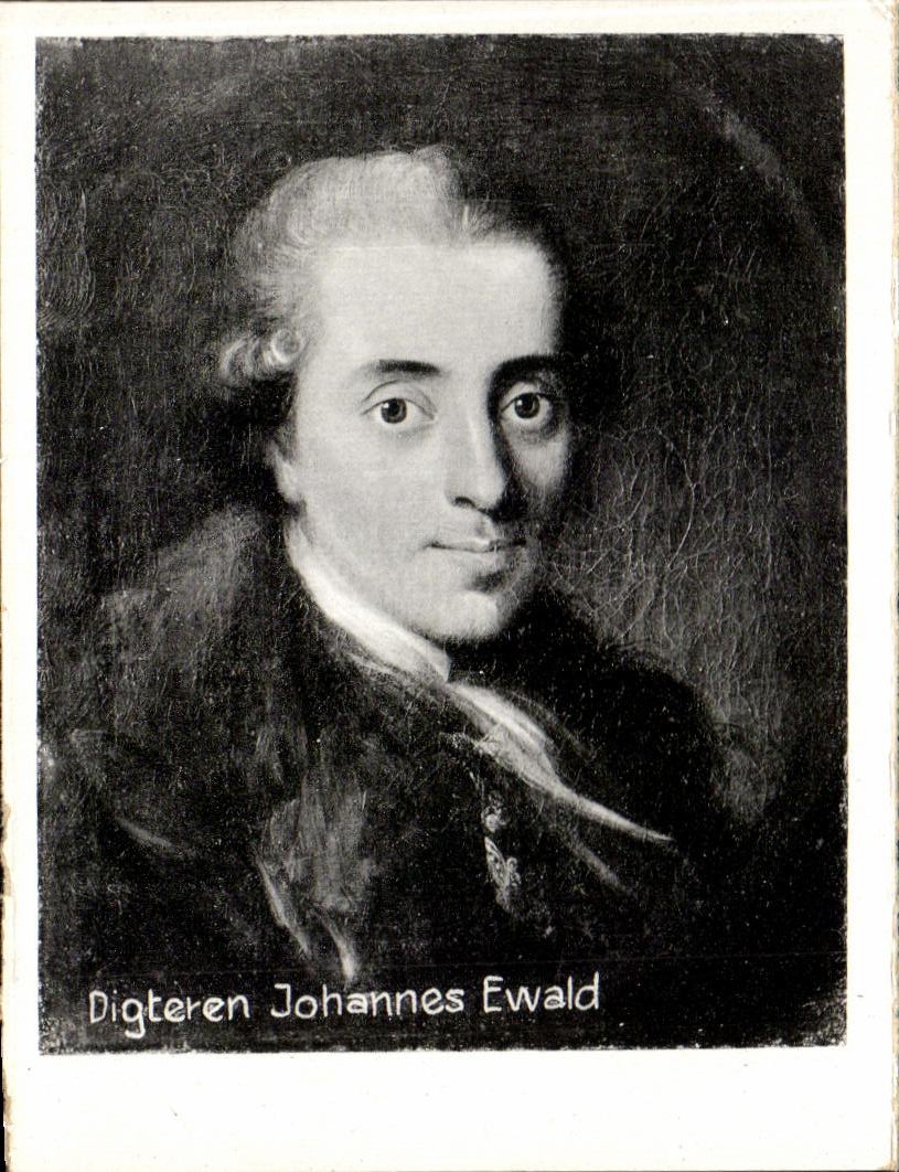 Portrait de Johannes Ewald — gravure ou reproduction d'un tableau — sans éditeur ni numéro visible