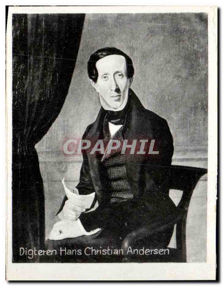 Hans Christian Andersen — portrait en noir et blanc — éditeur inconnu, n° de série non visible