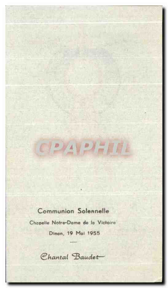 Image Communion Si quelquiun m'aime Chapelle Notre Dame de la Victoir Mai 1955 Chantal Baudet — Rückseite
