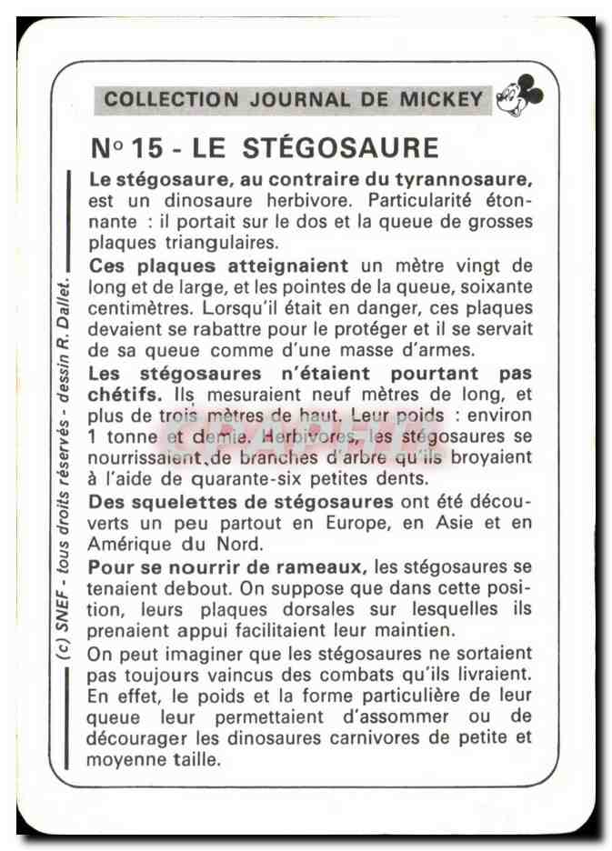 Image Le Stegosaure Le Stegosaure au contraire du tyrannosaure Mickey — Verso
