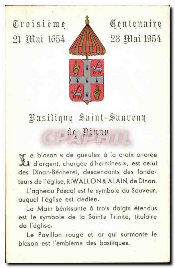 Image Troisieme centenaire mai 1654 1954 basilique saint sauveur de dinan