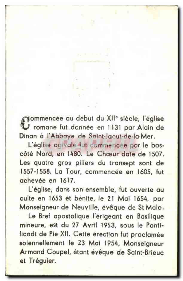 Image Troisieme centenaire mai 1654 1954 basilique saint sauveur de dinan — Rückseite