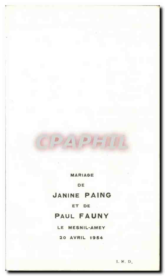 Image Mariage de janine paing et de paul fauny le mesnil amey — Rückseite