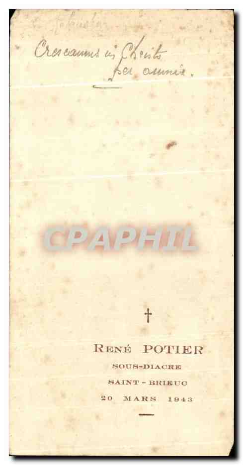 Image Crucifix offrant Rene Potier Saint Brieuc 1943 — Rückseite