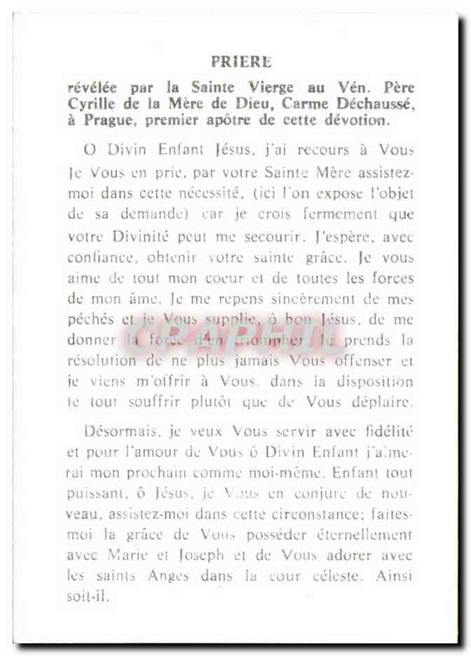 Image Priere revelee par la sainte vierge au ven pere cyrille de la mere de dieu — Rückseite