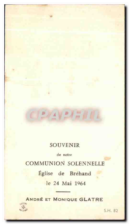 Image Souvenir de notre communion solennelle eglise de brehand Glatre — Rückseite