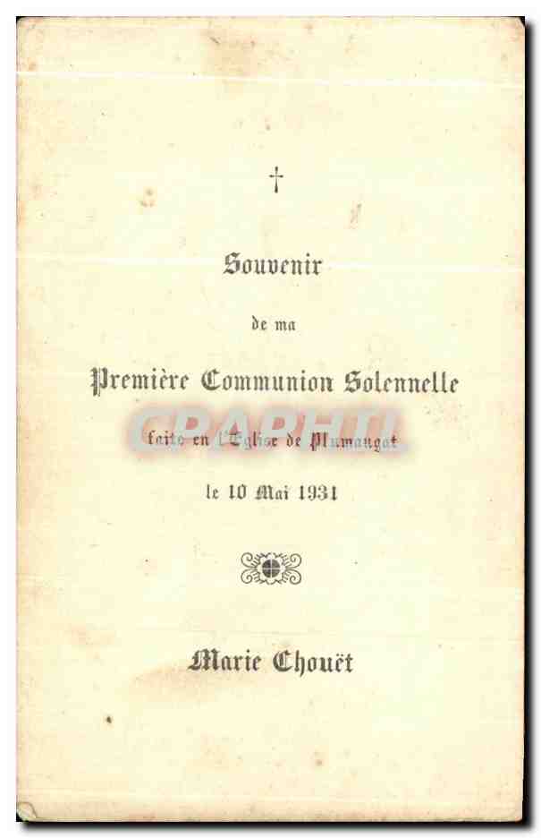 Image pieuse Eglise de plumaugau Marie Chouet  — Rückseite