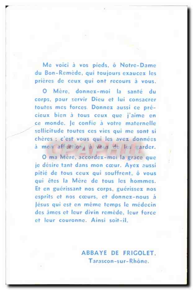 Image pieuse Notre Dame du Bon remede  — Rückseite