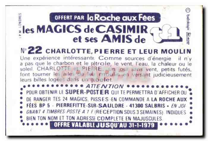 Image La roche aux feesLes magics de Casimir et ses amis de TF1 — Verso