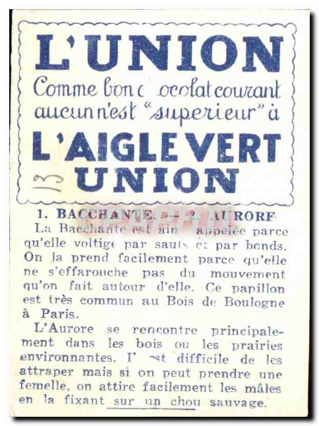 Image L'union Laigle vert Bacchante Papillon — Verso