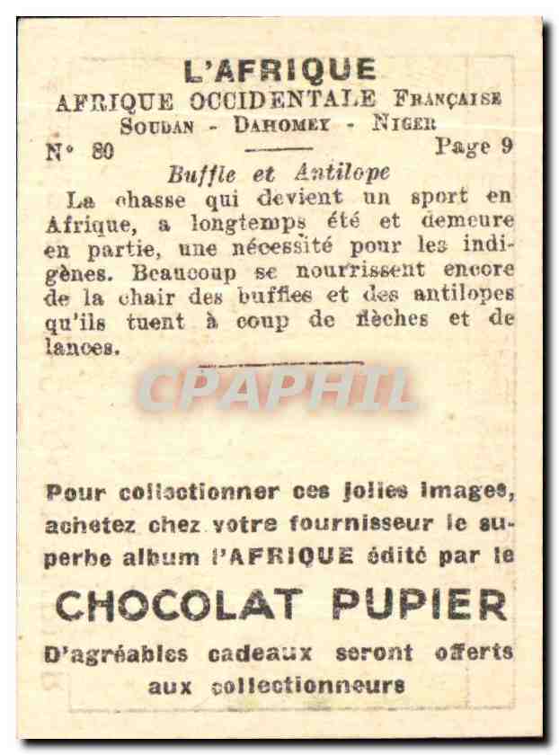 Image AOL Chocolat Pupier Soudan Dahomey Niger Buffle et antilope — Rückseite