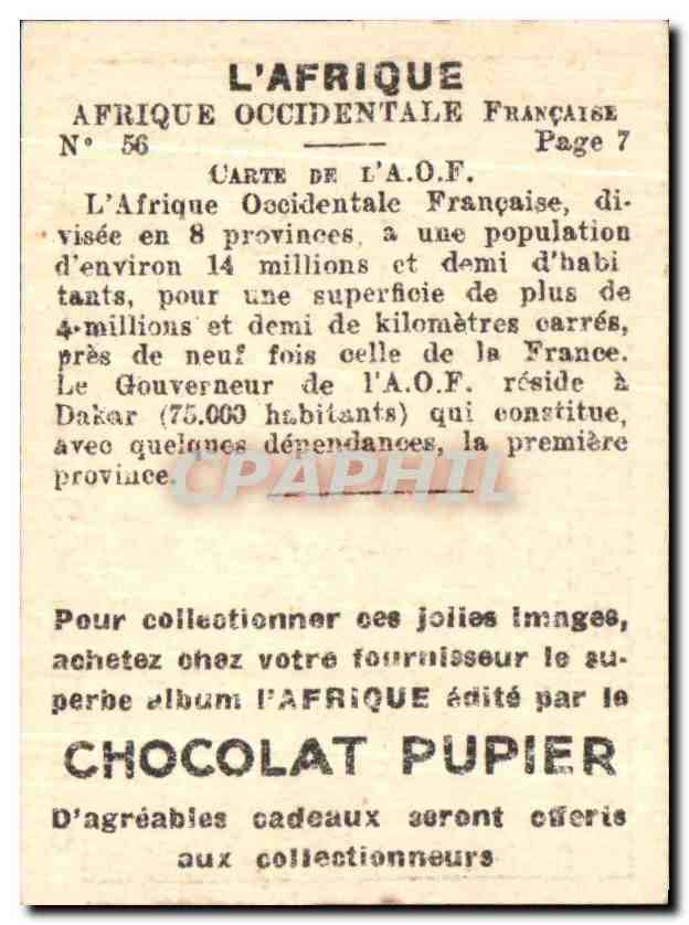 Image Edite par le chocolat pupier afrique occu francaise carte — Rückseite