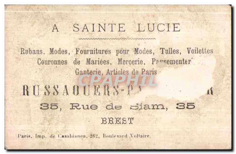 Chromo A sainte lucie russaouers pastezeur rue de siam brest Enfants — Back
