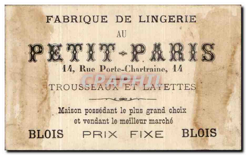 Chromo Fabrique de lingerie rue porte chartraine blois chacun son tour Petit Paris Enfant — Back