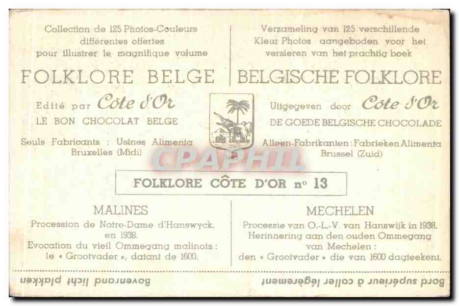 Image Folklore Malines Evocation du vieil Ommegang malinois Grootvader datant de 1600 — Rückseite