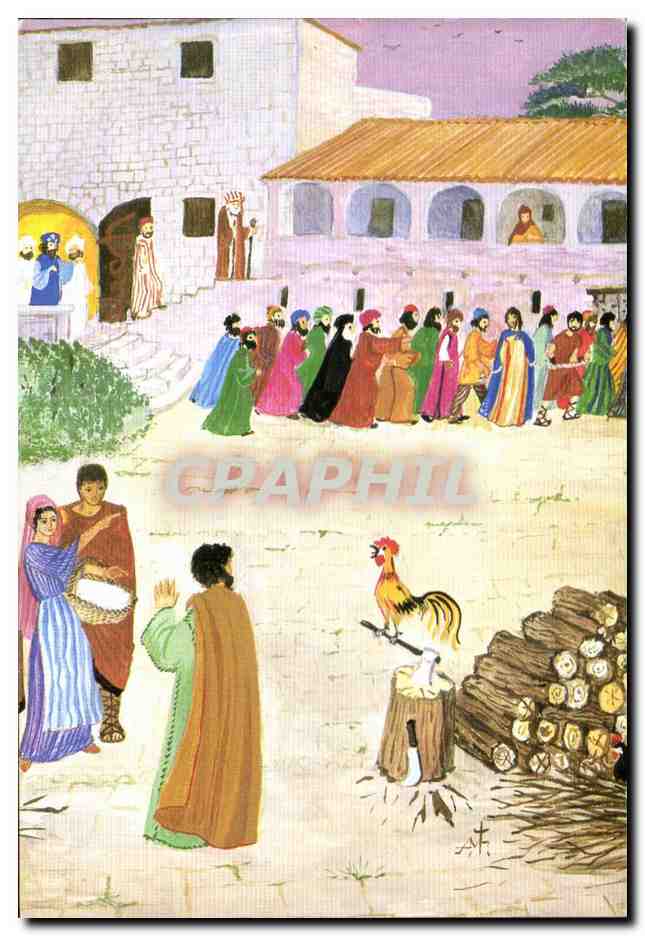 Image pieuse Pierre renie jesus Coq