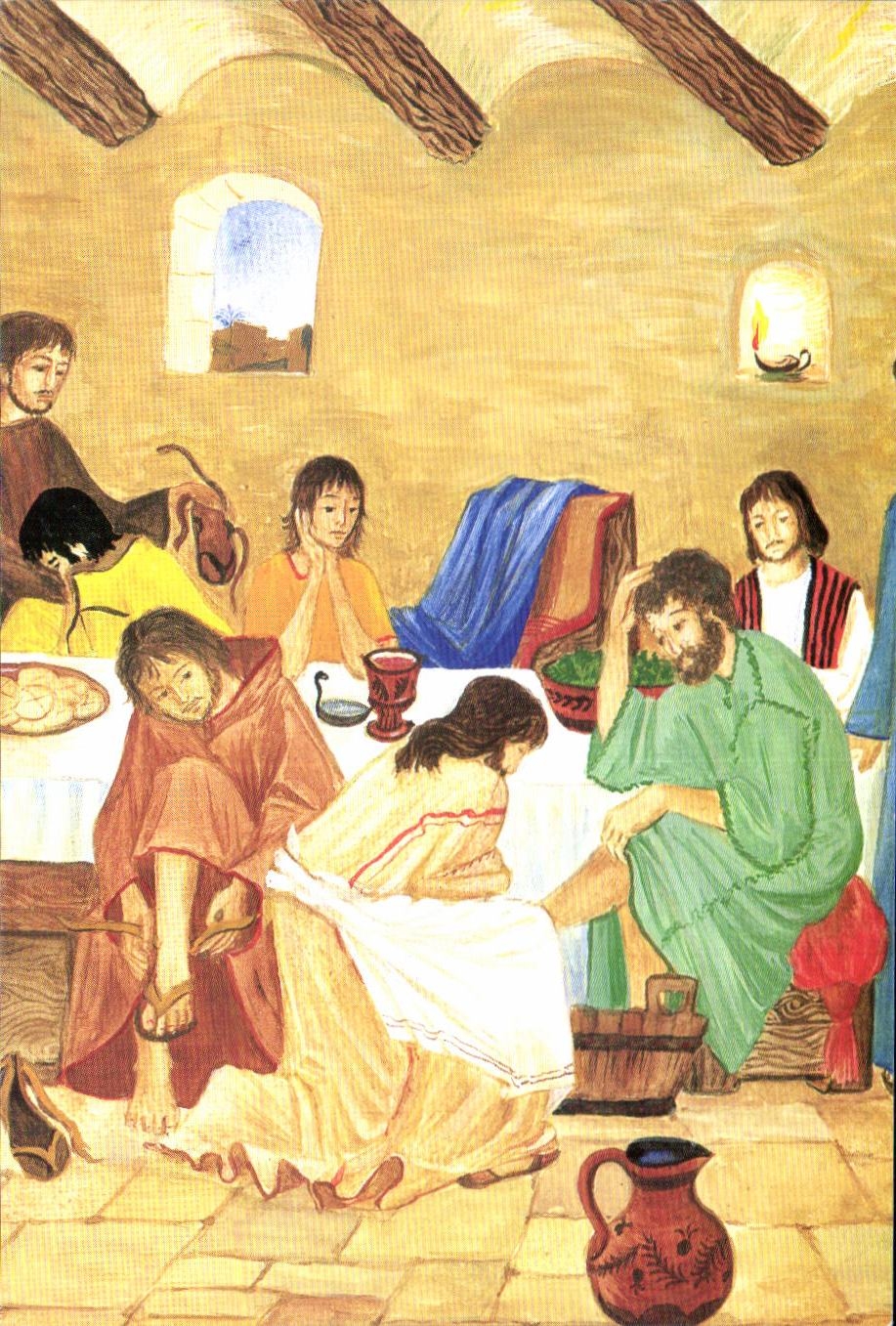 Image pieuse Jesus lave les pieds de ses disciple jean
