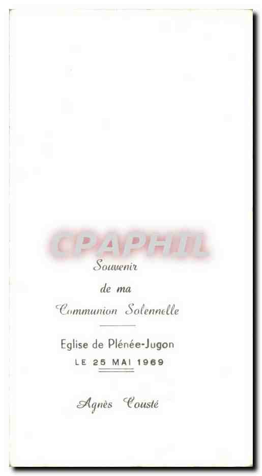 Image pieuse Kerveadou Plenee Jugon 1969 — Rückseite
