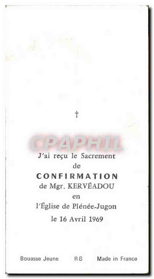 Image pieuse Kerveadou Plenee Jugon 1969 — Rückseite