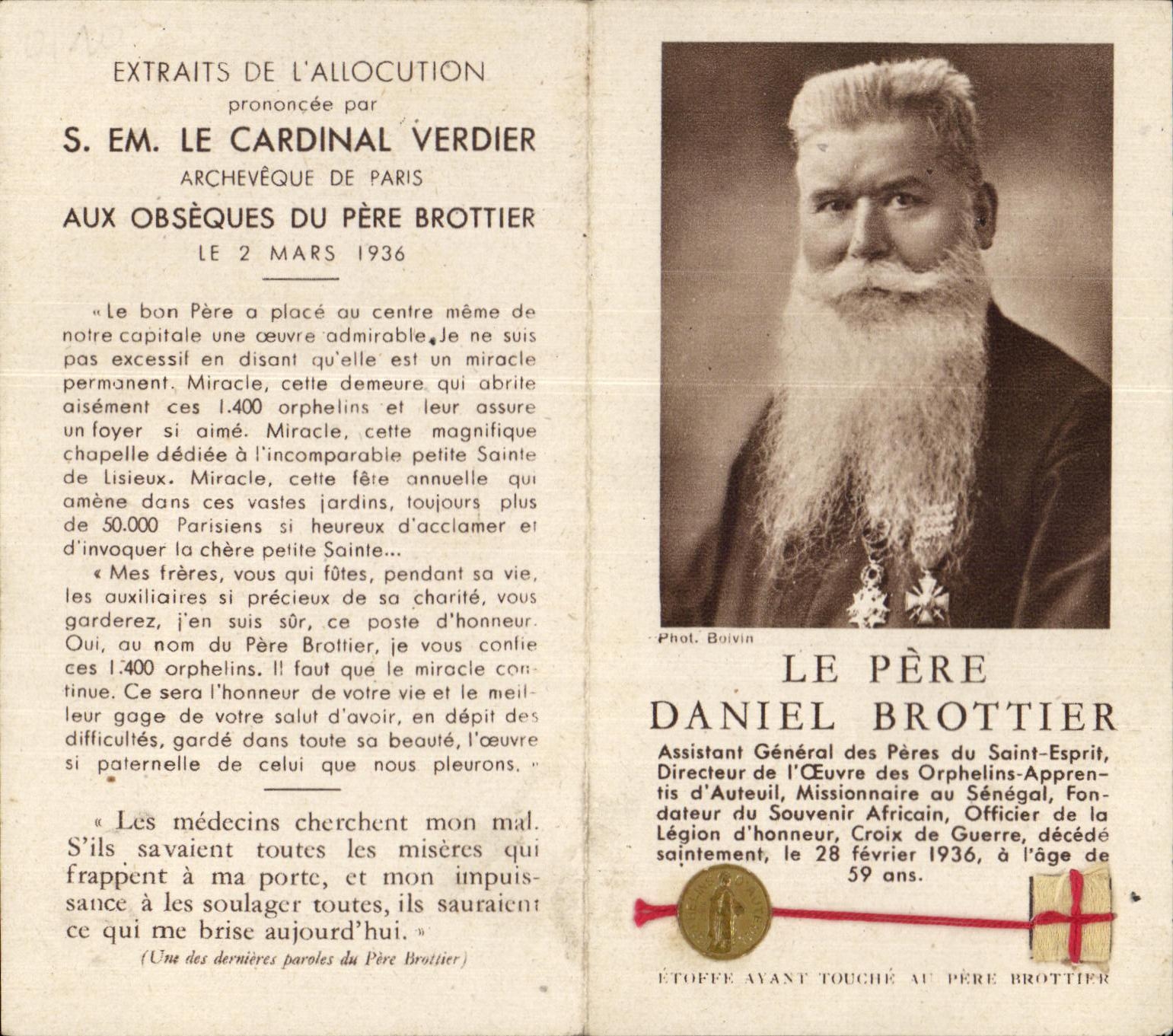 Image pieuse Le pere Daniel Bottier 