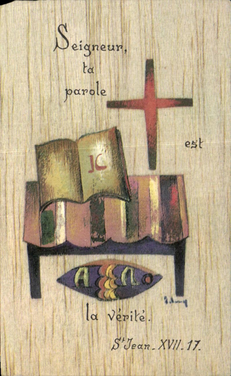 Image pieuse Seigneur ta parole la verite Francoise Lescel Eglise du St Esprit Meudon la foret 1969