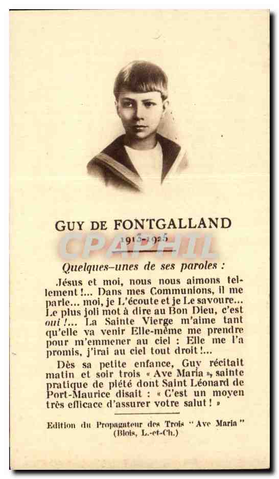 Image pieuse Guy De Fontgalland Enfant