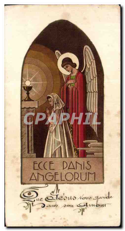 Image pieuse Ecce Danis Angelroum Eliane Jouan Communion Saint Servan 