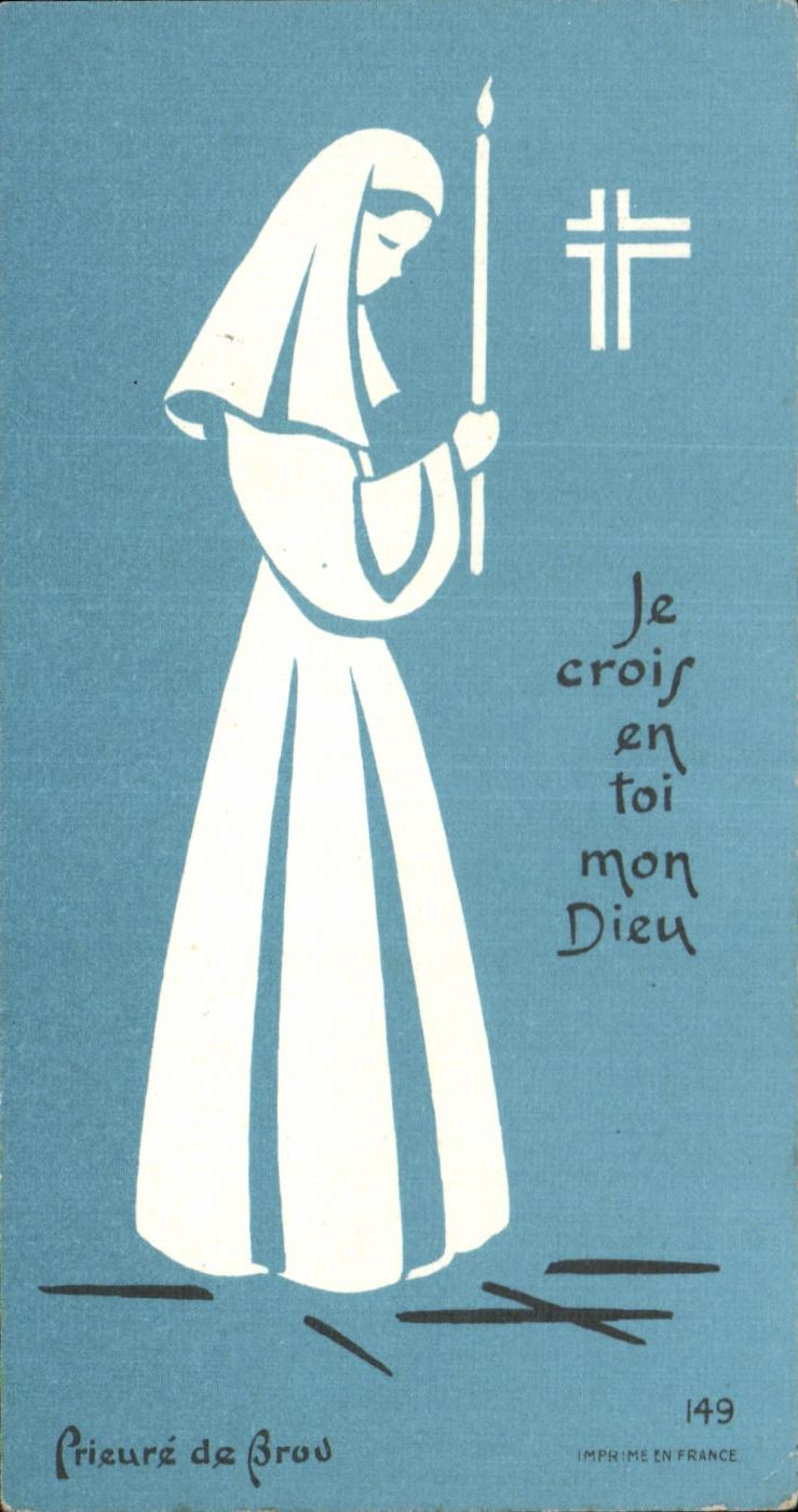 Image pieuse Je crois en toi mon dieu Marie-anne Lescel pau 1967