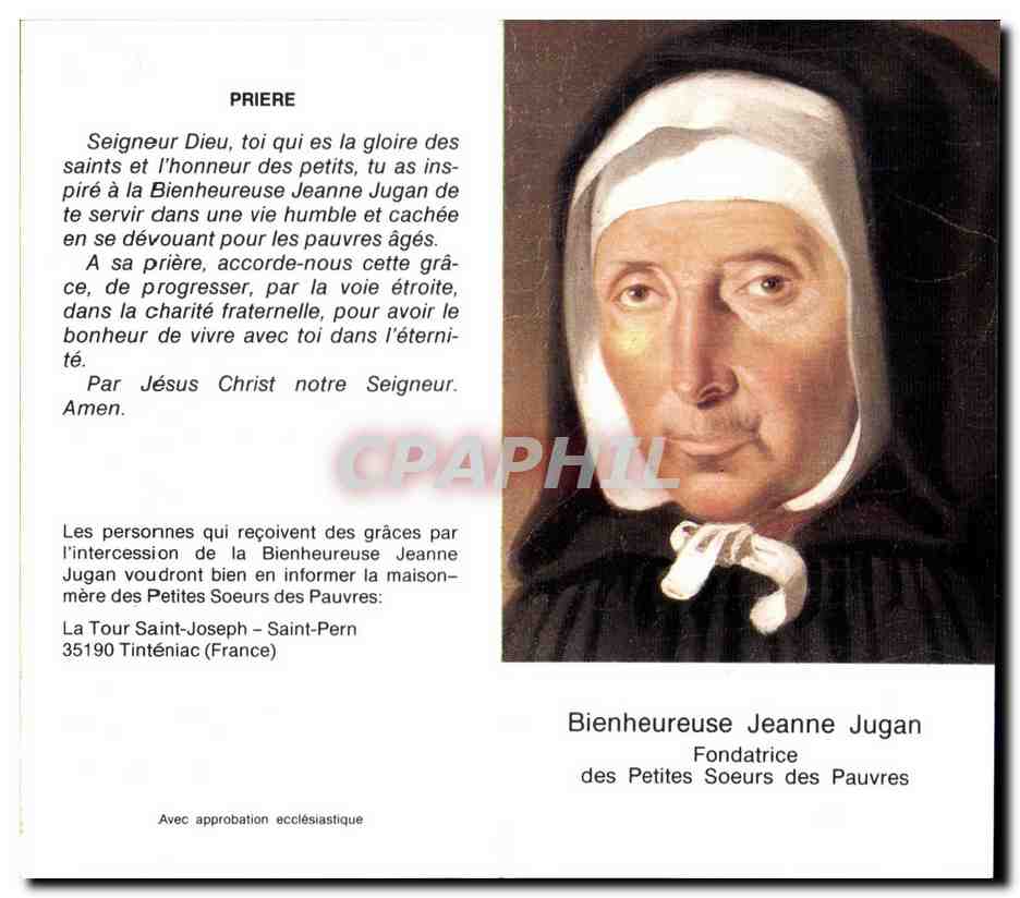 Image pieuse Bienheureuse Jeanne Jugan Petites Soeurs des pauvres