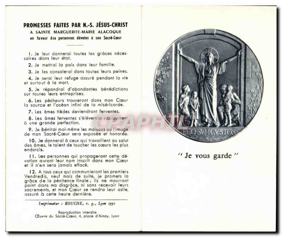 Image pieuse Promesses faites par jesus christ a sainte marguerite marie alacoque