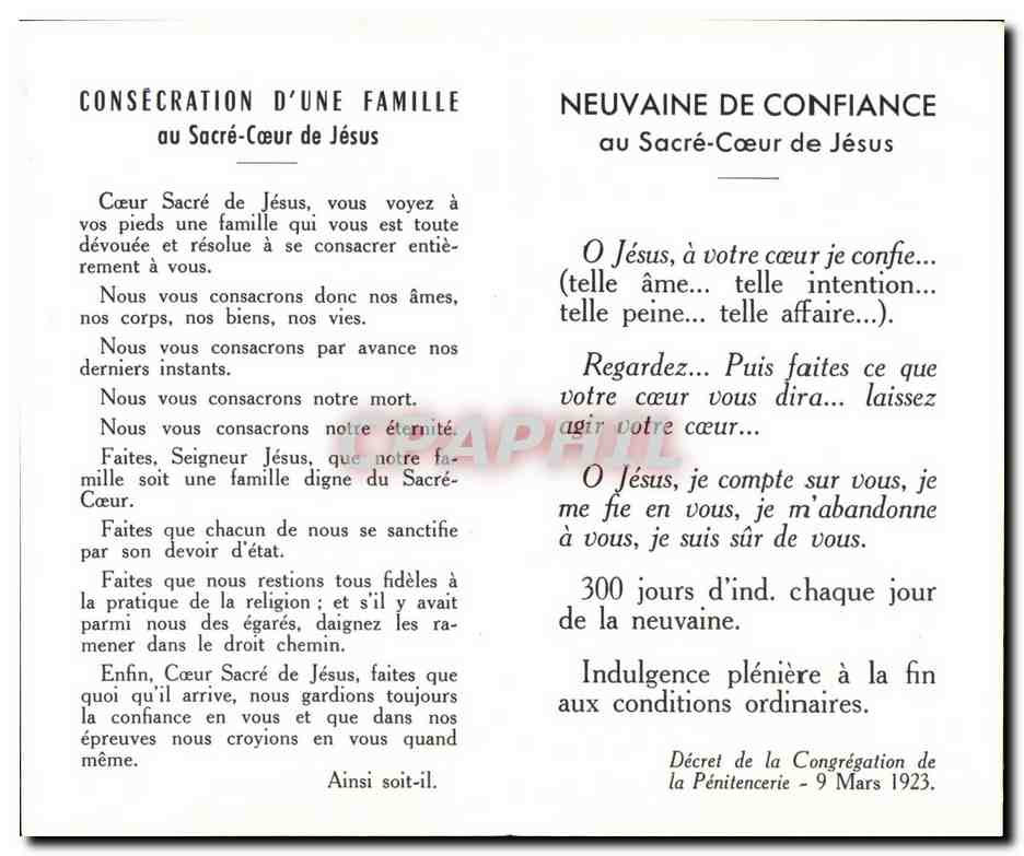 Image pieuse Promesses faites par jesus christ a sainte marguerite marie alacoque — Rückseite