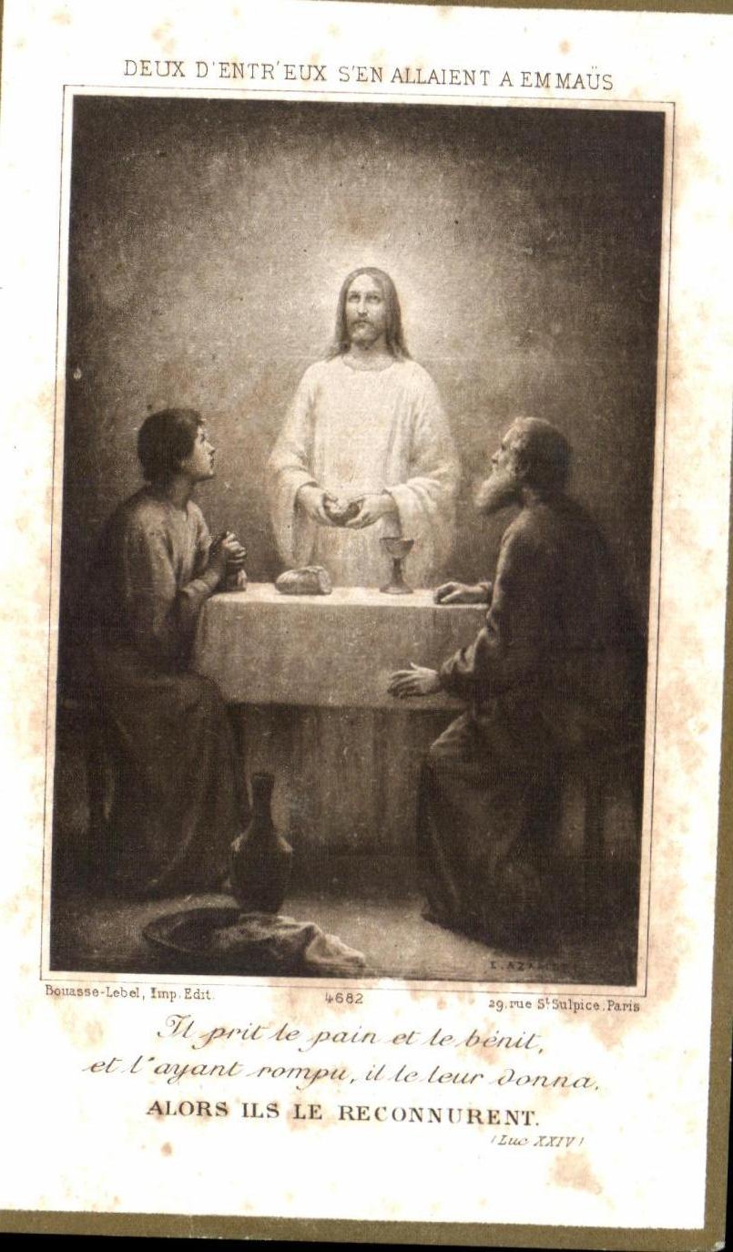 Deux d'entre eux s'en allaient à Emmaüs — scène biblique — Bouasse-Lebel, Imp. Edit. n°682