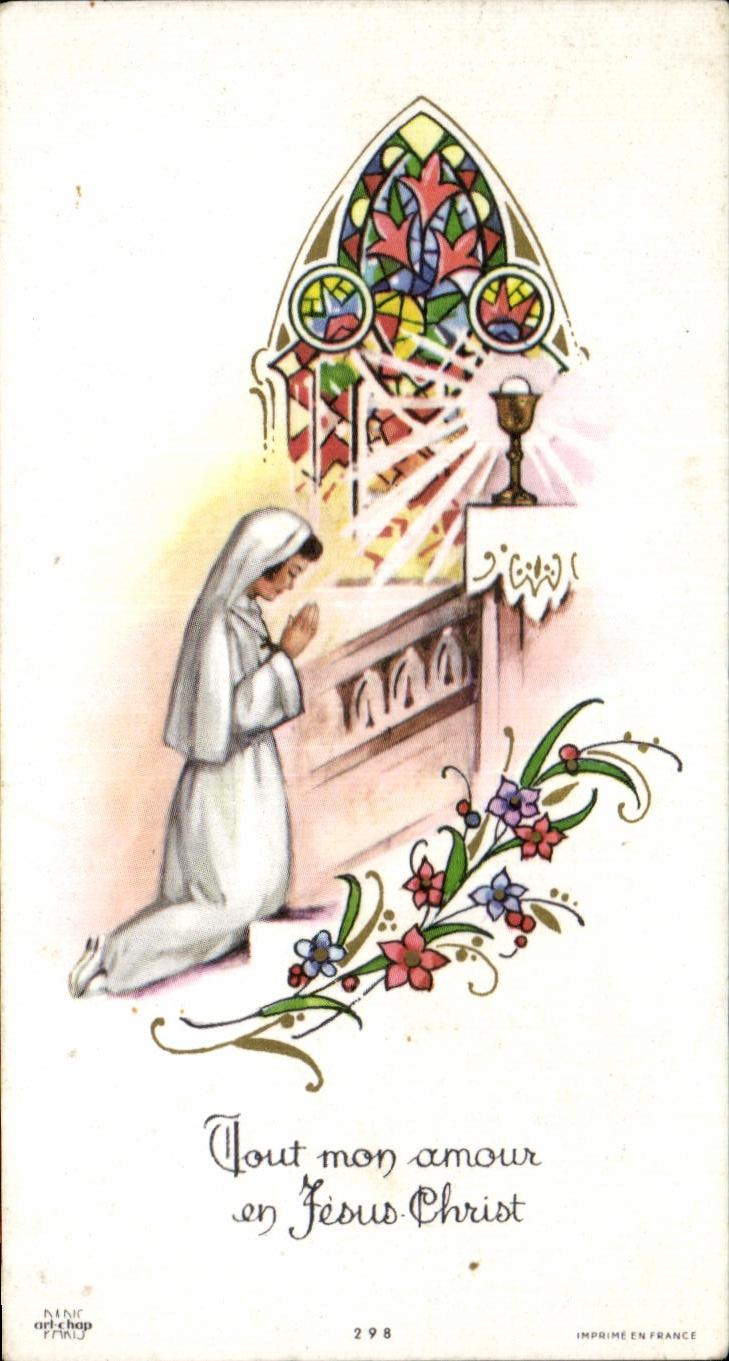 Image pieuse Tout mon amour en jesus christ Catherine Taverne Eglise Saint Yves La Courneuve 1966