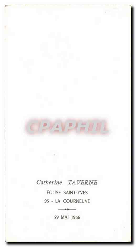 Image pieuse Tout mon amour en jesus christ Catherine Taverne Eglise Saint Yves La Courneuve 1966 — Rückseite