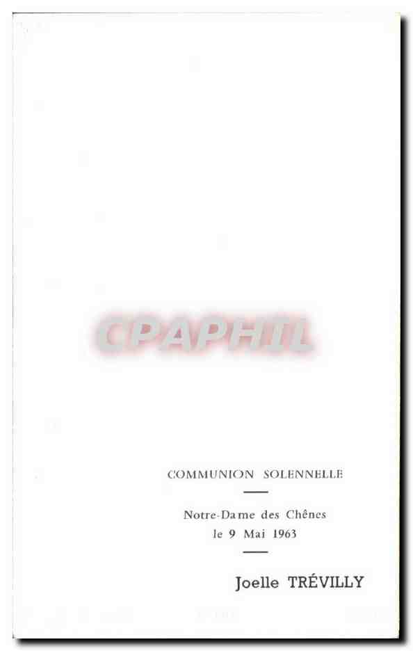 Image pieuse Communion Joelle Trevilly Notre DAme des Chenes 1963 — Rückseite