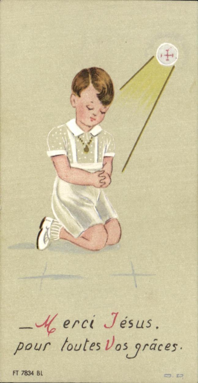 Image pieuse Merci Jesus Pour Toutes vas graces Jean-Claude Nicolas Saint Meloir des ondes 1956