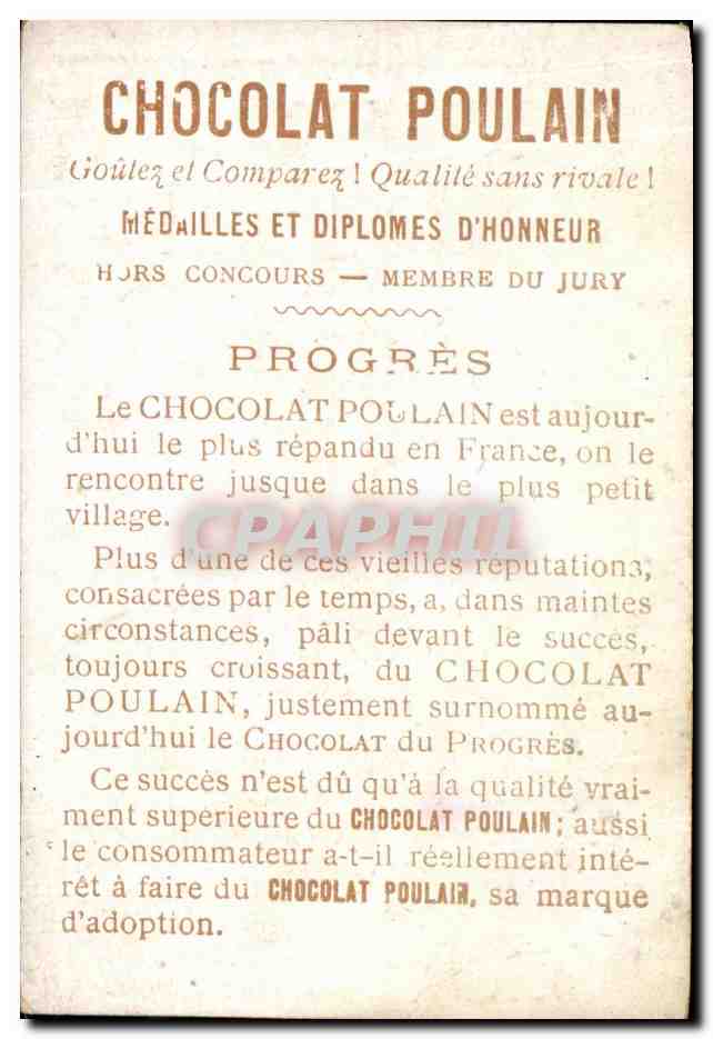Chromo Chocolat Poulain Gantelet de I'Homme d'Armes Militaria  — Verso