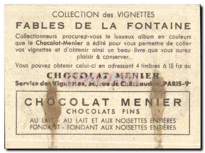 Image Fables de la Fontaine Chocolat Menier Souris Mouse Chat — Verso