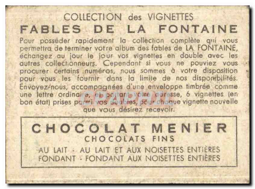 Image Fables de la Fontaine Chocolat Menier  — Rückseite