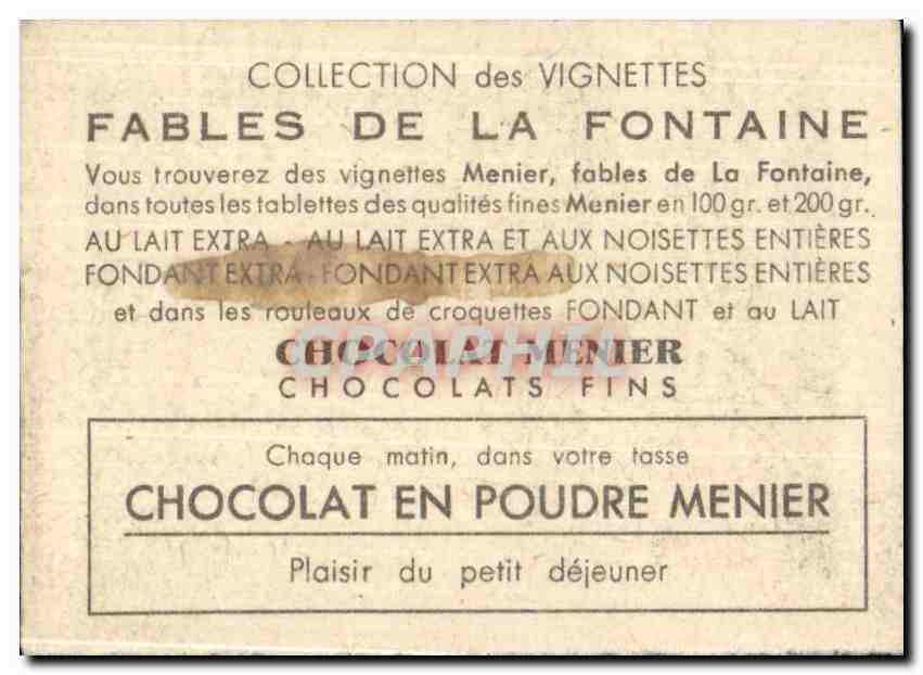Image Fables de la Fontaine Chocolat Menier  — Back