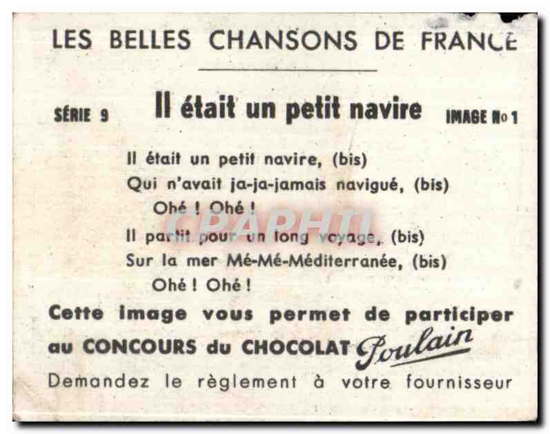 Image Bateau Chocolat poulain  — Verso