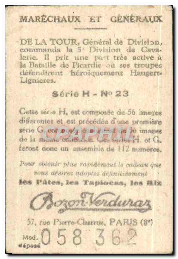 Image Bozon Verduraz General de la Tour Militaria — Verso