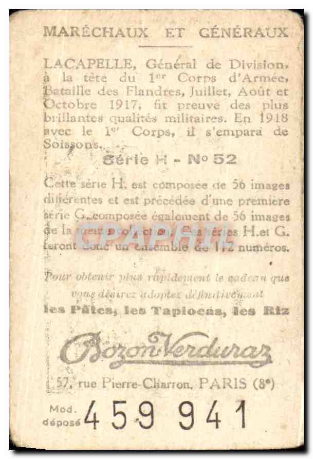 Image Bozon Verduraz General Lacapelle Militaria — Verso
