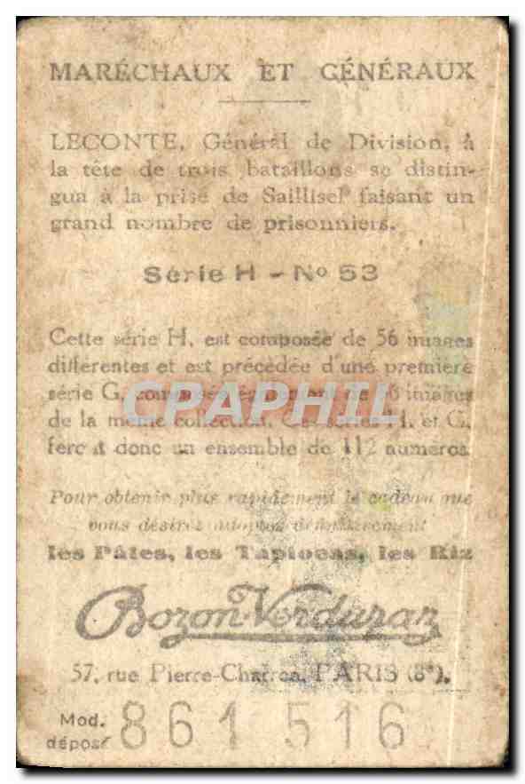 Image Bozon Verduraz General Le Conte Militaria — Verso