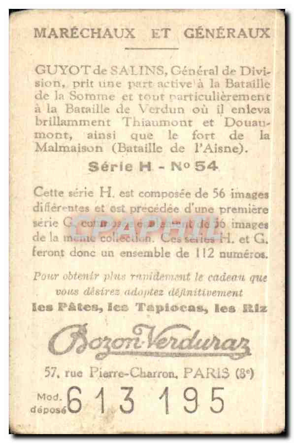 Image Bozon Verduraz General Guyot de Salins — Verso